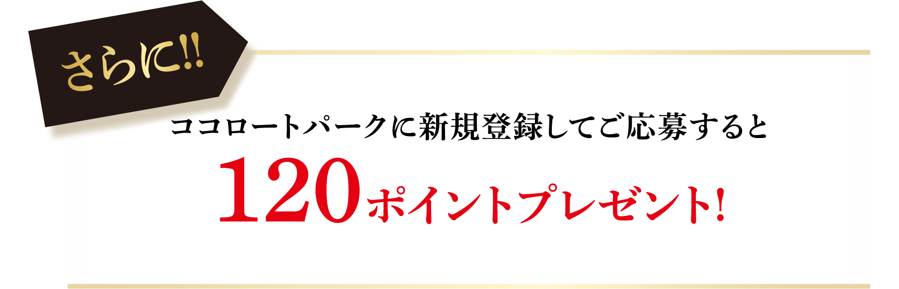 さらに!! ココロートパークに新規登録してご応募すると120ポイントプレゼント!